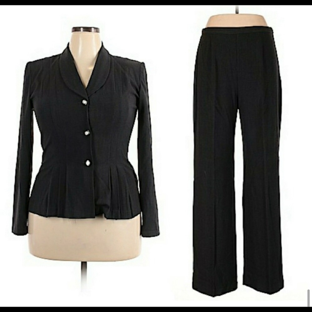 Danny & Nicole Pants Suit Single Breasted Charcoal